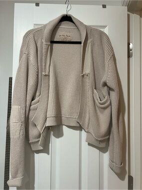 Free People We the Free Beige Open-Front Knit Cardigan